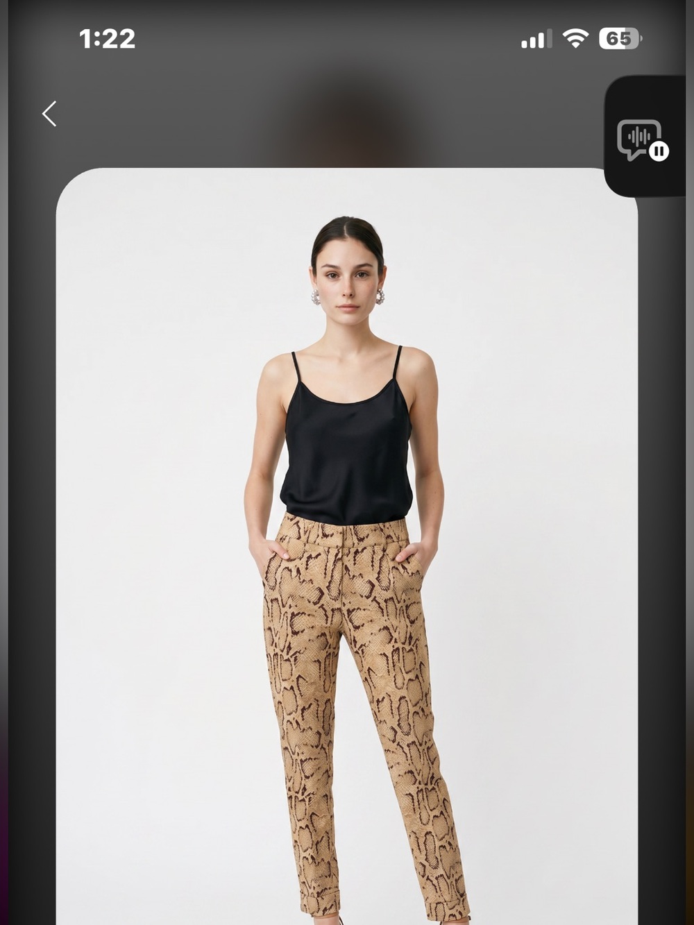 Stella McCartney Gold Snake-Print Reptile Pants, Size 4 Petite